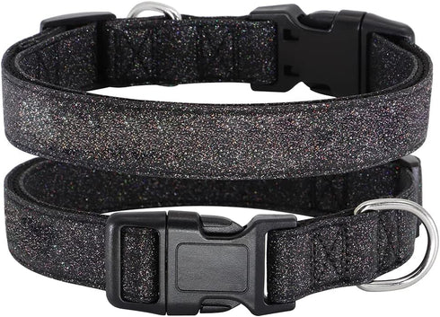 Glittering Basic Dog Collar, Adjustable Stylish Nylon for Small Medium Large Dogs, Eco-Friendly Plastic Buckle, Fit
