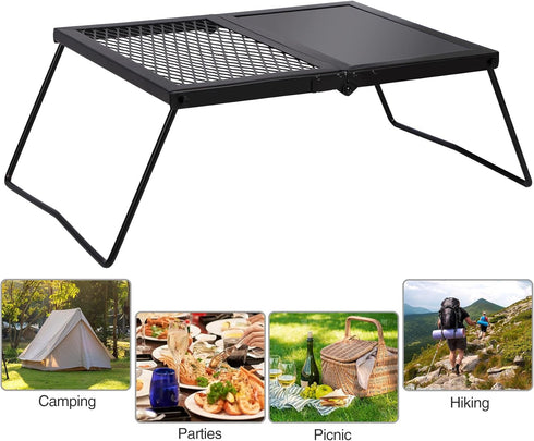 REDCAMP Heavy Duty Folding Campfire Grill, Portable Cooking Racks and Griddle for Versatile Outdoor Campfire Cooking