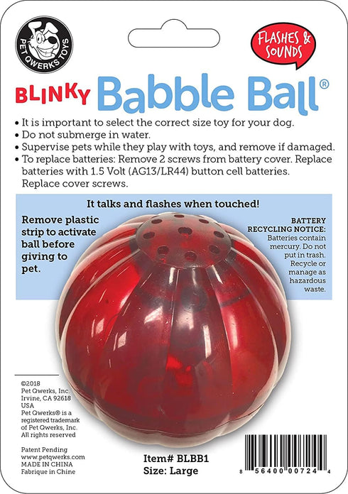 Pet Qwerks Blinky Babble Ball - Flashing Interactive Dog Toy, Large