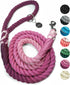 DJANGO Cotton Rope Dog Leash, 5 FT Ombre for Small Medium Large Dogs, Custom Colors, Gold and Silver Hardware