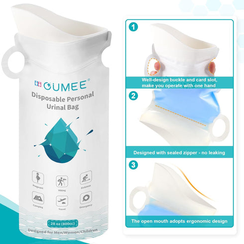 OUMEE 800ML 8/12/20/23/28 Emergency Disposable Urinal Bags, Pcs Camping Pee Bags Unisex Urine Bag Vomit Bag for Travel