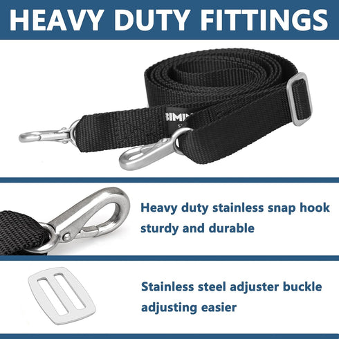Two Hooks Adjustable Bimini Boat Top Straps, 38"~70" Marine Awning Webbing Straps with Heavy Duty Snap Hooks