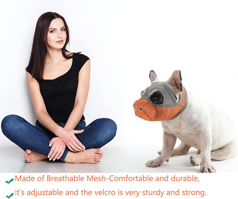 Short Snout Dog Muzzles, Adjustable Breathable Mesh for Bulldogs, Anti-Biting Training, Orange