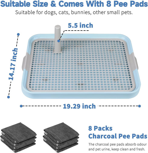 20"x14" 8pcs CUHIOY Dog Potty Tray Toilet - Indoor Pee Pad Holder with Training Pads, Puppy Mesh Potty with Secure