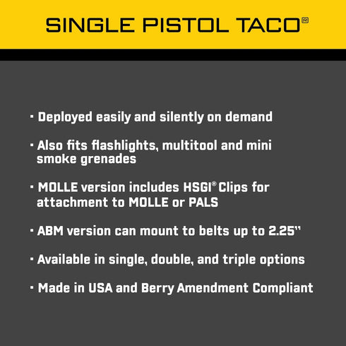High Speed Gear Single Pistol Taco Mag Pouch - Molle