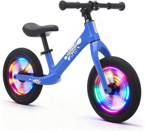 Toddler Balance Bike 2 Year Old, Colorful Lighting 12 Inch No Pedal