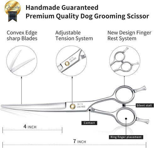 Dream Reach Professional Dog Grooming Scissors Kit, JP-440C Stainless Steel, Straight, Curved, Thinning/Blending Shears