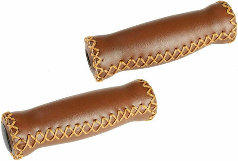 Vinyl Leather Grips - Brown for 7/8" Handle Bars of Beach Cruiser Bikes