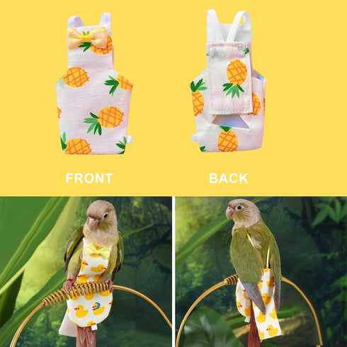 FAURAPMNG 6 Pcs Bird Diapers Parrot Nappy Flight Suit Reusable Cockatiel Clothes with Elastic Back Rope Waterproof