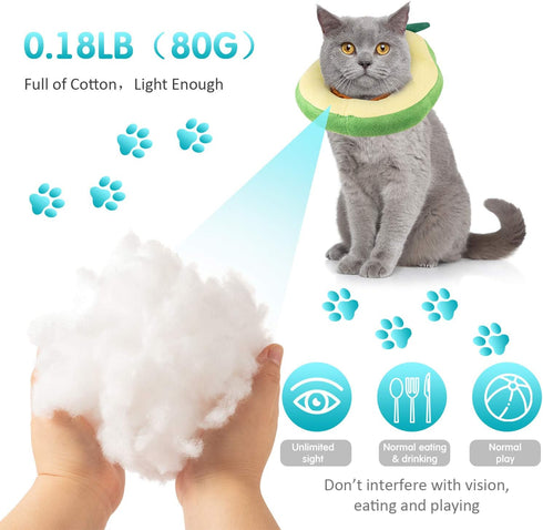 Frienda 2 Pieces Adjustable Cat Cone, Recovery Collar for Kittens After Surgery, Elizabethan Donut Neck Cone with Edge