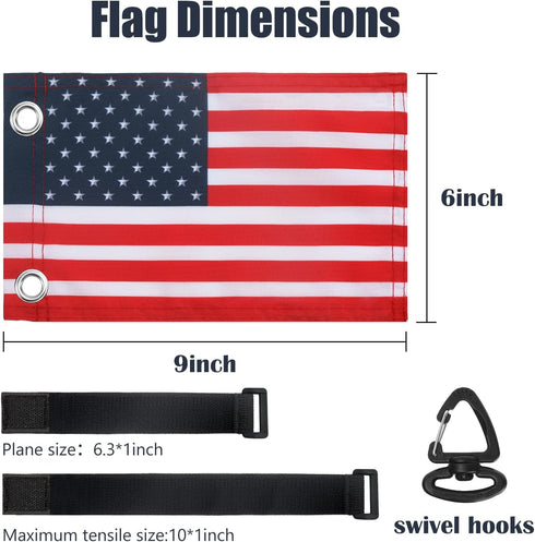 TRINKA 2 Pack Golf Cart American Flag with Elastic Straps, 6 x 9" Double-Sewn Flags, Easy to Install