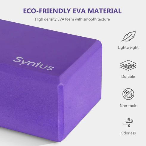 Syntus Yoga Block and Yoga Strap Set, 2 Soft Non-Slip Yoga Blocks 9×6×4 inches, 8FT Metal D-Ring Strap for Fitness