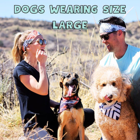 Cooling Dog Bandana and Matching Headband Set for Men/Women Fitness, Pet Scarf for Dogs (Red, X-Large)