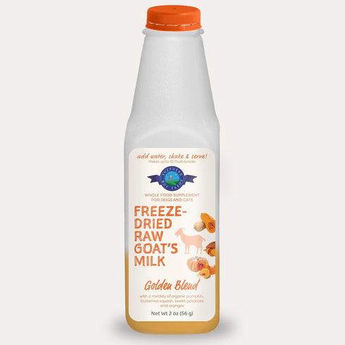 Freeze Dried Raw Goat Milk with Probiotics for Dogs & Cats, Organic USA Veggies & Fruits, High Protein Food Toppers