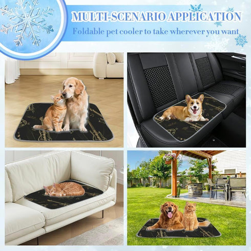 Generic 28" X22" Dog Cooling Blanket Ice Silk Rabbit Mat Gold Bass Guitar Cooling Pad for Bed Washable Dog Pad Mats