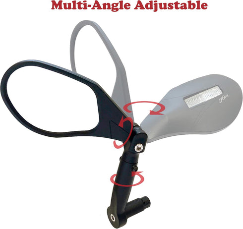 Hafny New Handlebar Bike Mirror - HD, Blast-Resistant Glass Lens, Left Side Bar End Fitting