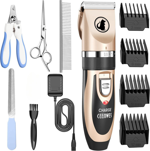 Ceenwes Dog Clippers Low Noise Pet Clippers Rechargeable Trimmer Cordless Grooming Tool
