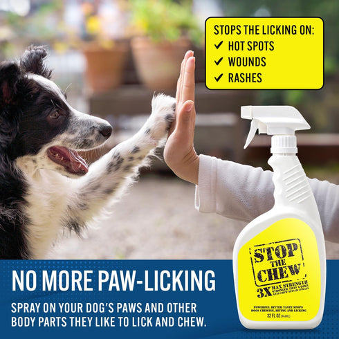 EBPP Stop the Chew Anti Chew Spray for Dogs, 3X Strength Bitter Deterrent for Puppies, Alcohol Free, 32oz
