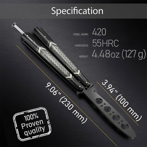 GOOD WORKER Butterfly Trainer - Practice Balisong Butterfly Knives NOT Real NOT Sharp Blade - Cool Design - Black Dull Trick Butterfly - Butter Fly Training - Fathers Day Dad Gift K14B by GOOD WORKER