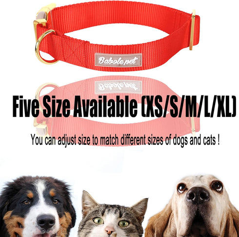 Babole Red Nylon Dog Collars for Small Puppy, 13 Colors Adjustable Soft Comfortable Pet Collars with Safety Metal
