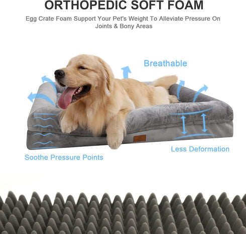 Small Orthopedic Dog Bed with Waterproof Cover, Removable Memory Foam Bolster, Soft Sofa Bed with Nonskid Bottom