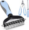 Deshedding Dog Brush - Undercoat Rake for Cats & Dogs - Double