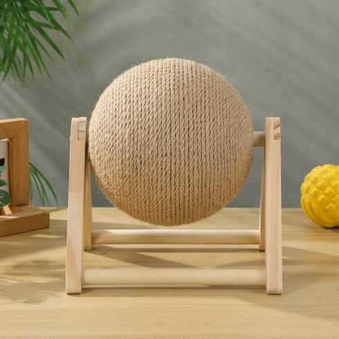 STOBOK Cat Scratcher with Wood Scratching Ball - Cats and Kittens Indoor Toy for Claw Care and Exercise - Round