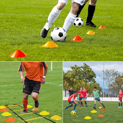 Speed Agility Ladder Training Set, Soccer Football Equipment includes 12 Rung 20Ft Ladder, 12 Disc Cones, Carry Bag