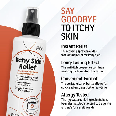 Itchy Skin Relief Spray - Fast Acting Allergies and Itching Relief for Dogs, Alcohol-Free, Sensitive Skin