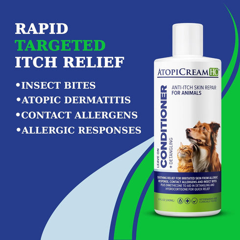 AtopiCream HC Leave-In 1% Hydrocortisone Conditioner, Moisturizer for Dogs with Dry, Itchy Skin, 8 oz