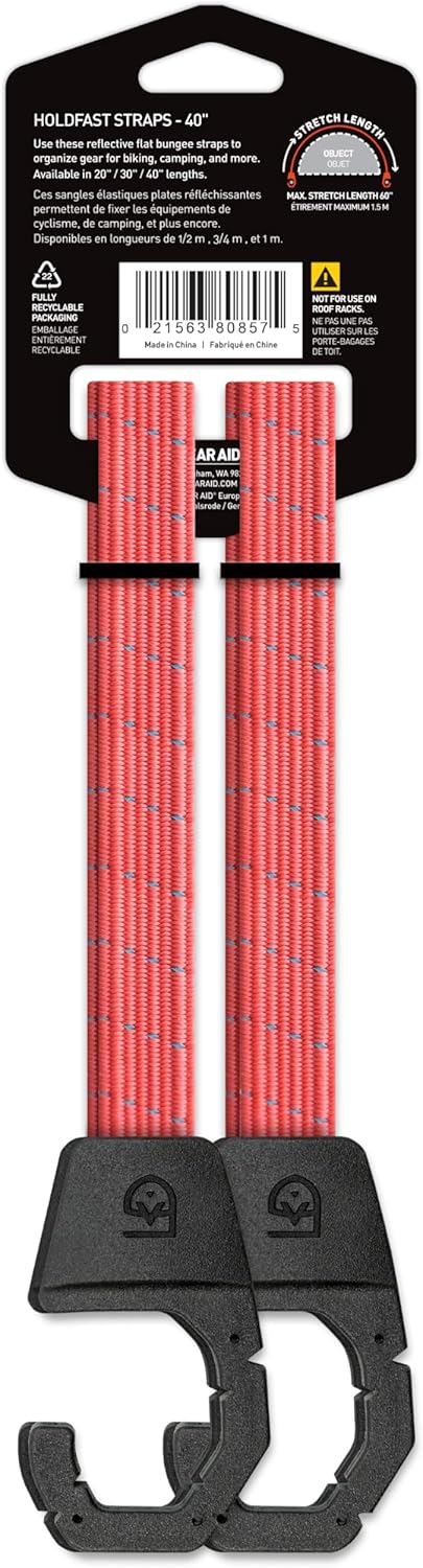 GEAR AID Holdfast Bungee Strap, Organize Your Garage and Gear for Biking, Camping, Hunting, Orange Reflective