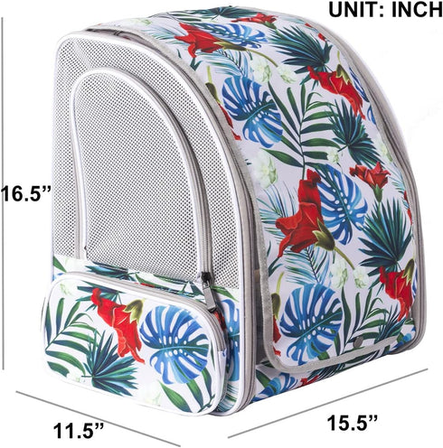 Bird Carrier Backpack with Wooden Stand Perch, Multi-Colored Bird Travel Carrier Backpack