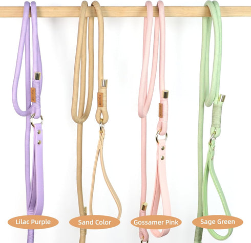 Wisedog Polyester Rope Dog Leash - Heavy Duty with Soft Comfortable Padded Handle, Braided Pet Leash 5 Ft/6 Ft, Lilac