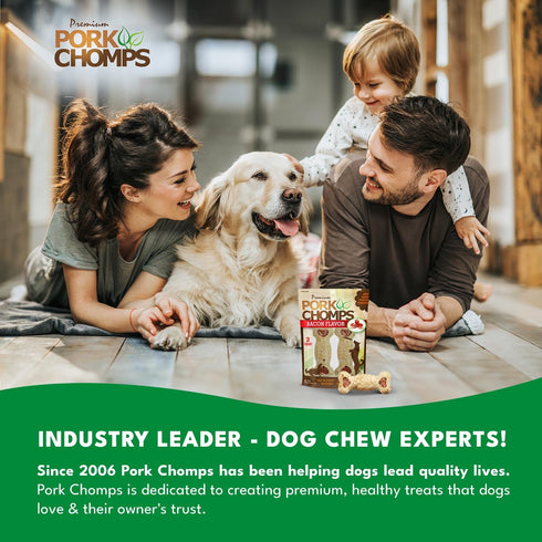 4-inch 2 Count (Pack 2) Pork Chomps Dog Chews, Crunchy Bones, Bacon Flavor