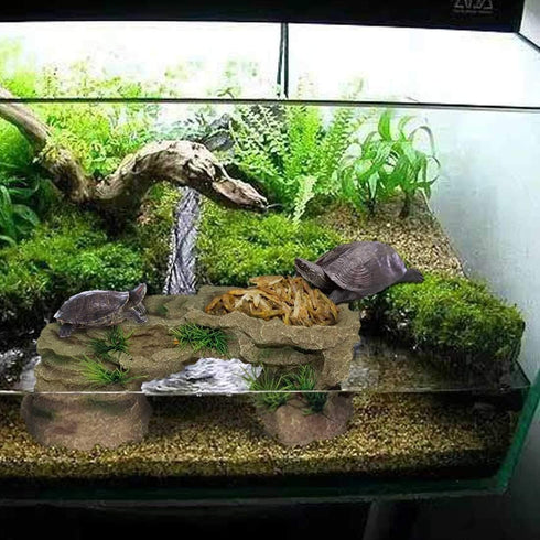 PINVNBY Turtle Basking Platform, Tortoise Resin Dock, Floating Ledge Aquarium Decoration for Reptiles