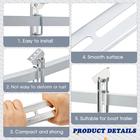 Pelopy 8" Top Bunk Bracket Kit for Boat Trailer, Swivel Bracket & Bolster Boards Sets with Hardware