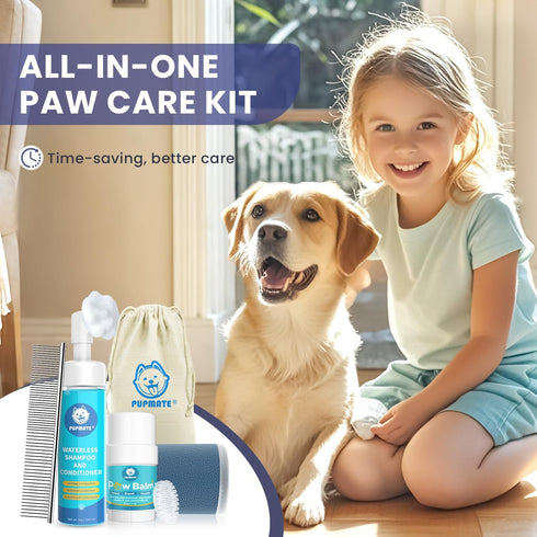 Dog Paw Care Kit | No-Rinse Paw Cleaner & Soothing Paw Balm | Gentle and Safe | Removes Tangles & Knots with Dog