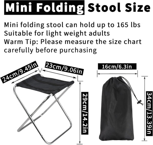 CUGBO 2Sets Bag,10.35" 8.86" Portable Folding Camping Stool, Lightweight Camp Chair for Fishing Hiking, Compact