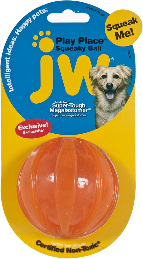 JW Pet Playplace Squeaky Ball, Medium Size, Multicolor