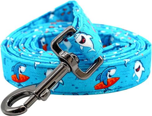 Holiday Durable Shark Print Dog Leash, Heavy Duty Comfortable Padded Leash for Small Medium Large Dogs
