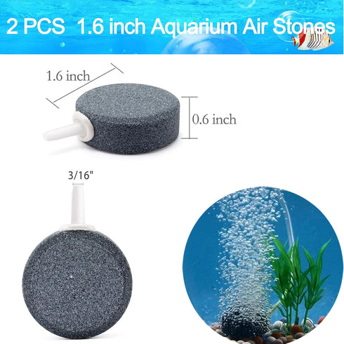 Aquarium Air Pump Accessories, 7 Feet Airline Tubing with Air Stone Disc, Check Valves, Suction Cups for Nano Air Pumps