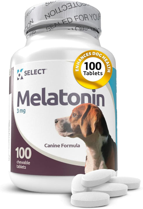 K9 Select Melatonin for Dogs, Calming Treats, Sleep Aid, 3 mg, 100 Vegetarian Capsules