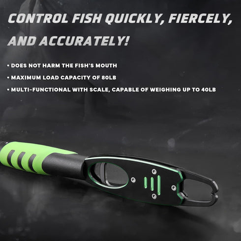 Fish Lip Gripper with Scale, 40LB/18KG Capacity Aluminum Alloy Fish Scale Grabber Fishing Gear and Accessories