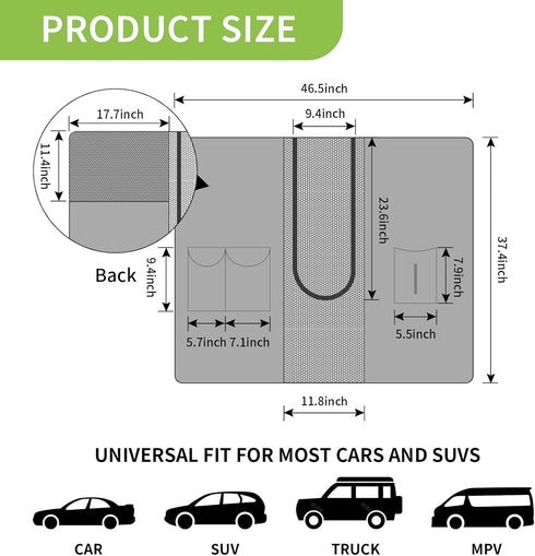 Dog Car Net Barrier for SUVs, Pet Barrier with Adjustable Rope and Storage Bag, Dog Fence Barrier for Car Front Seats
