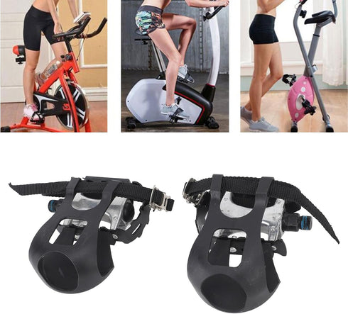 9/16 Exercise Bike Pedals, Aluminum Exercise Bicycle Pedals, with Toe Clip and Straps Pedal, Bike Pedal Straps