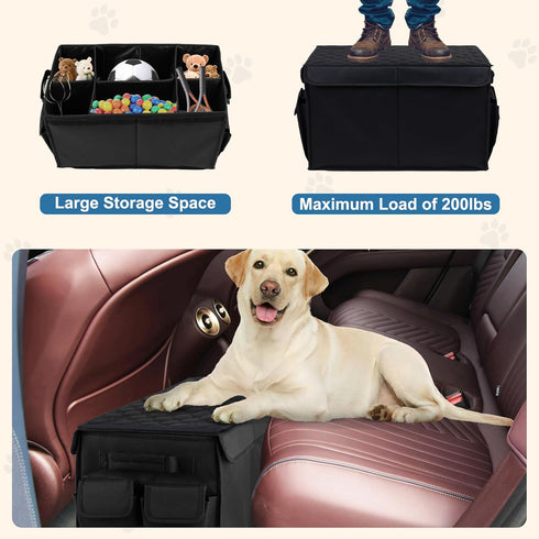 200 Lbs, Back Front Seat Extender for Large Dogs Up to Adjustable Dog Back Seat Extender with Cushion & Storage Box