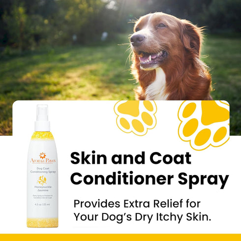 Dog Coat Conditioning Spray, Pet-Friendly Detangler with Natural Essential Oils, Honeysuckle Jasmine, 4.5 oz.