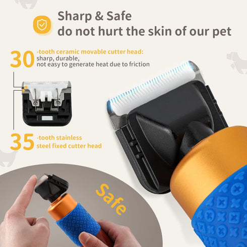 200W Trimmer 110-240V CGOLDENWALL Dog Hair Clipper for Grooming Pet Clipper Kit with Spare Blade, Low Noise&Vibration