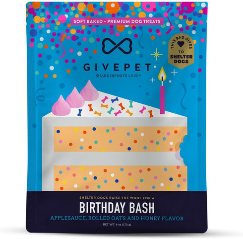 Birthday Bash Soft-Baked Dog Treats, Applesauce, Rolled Oats and Honey, 6oz Bag