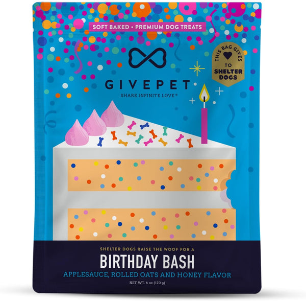 Birthday Bash Soft-Baked Dog Treats, Applesauce, Rolled Oats and Honey, 6oz Bag